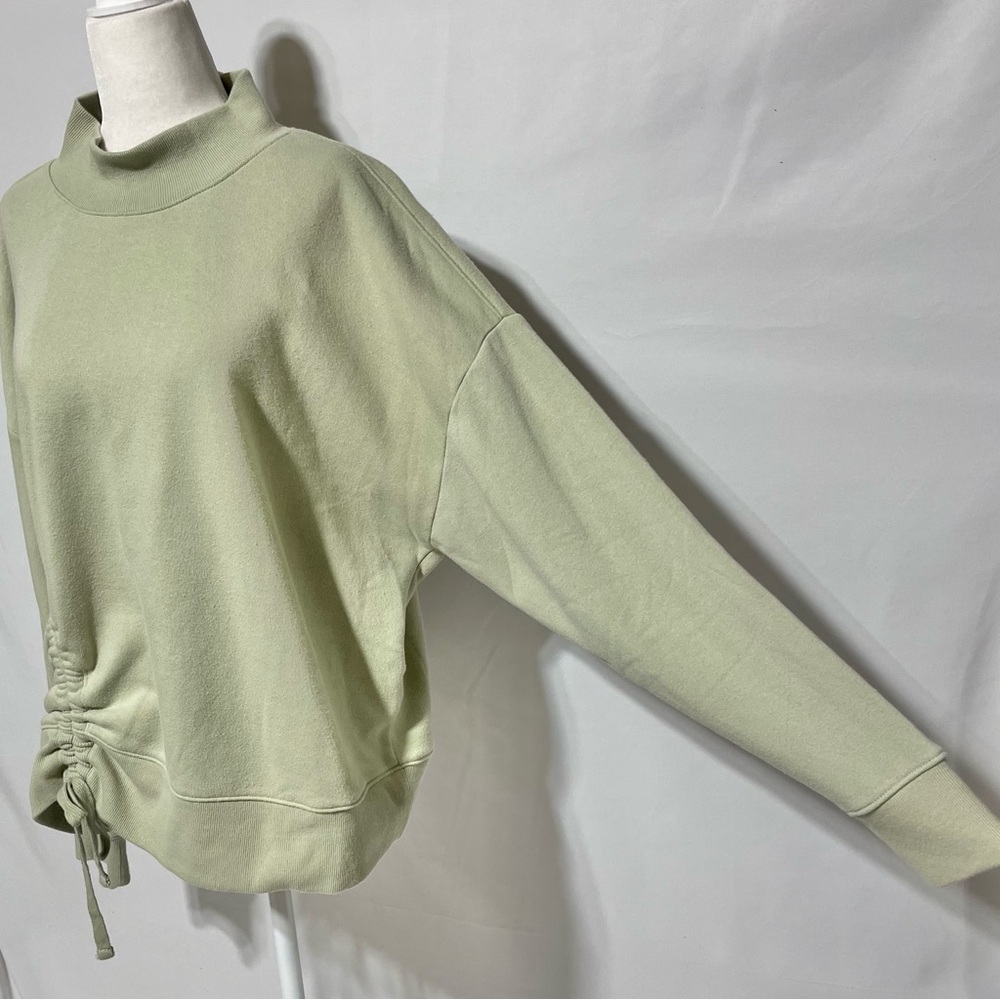 Knox Rose Ruched Side Long Sleeve Mock Neck Sweatshirt Light Green Size XXL - Picture 6 of 15